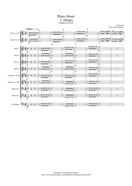 Handel: 3. Allegro from Suite No, 1 in F (HWV348) "The Water Music" (Wassermusik) - symphonic wind (arr. Ray Thompson)