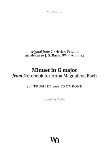 Minuet in G major by Bach for Trumpet and Trombone (arr. Ander)
