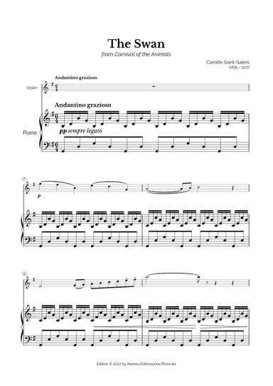 The Swan for Violin and Piano (arr. Marcos Soares)