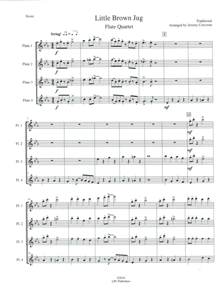 Little Brown Jug for Flute Quartet (arr. Jeremy Corcoran)