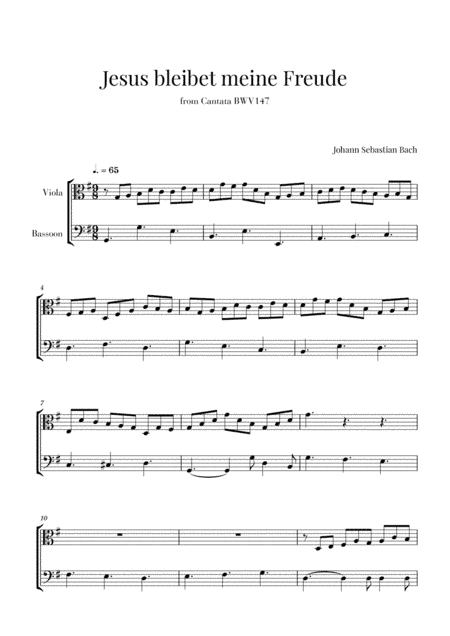 Bach - Jesus bleibet meine Freude for Viola and Bassoon (arr. Cadenza Editions)
