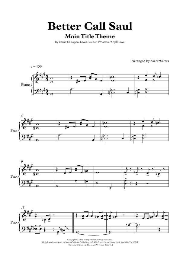 Better Call Saul Main Title Theme (arr. Mark Waters)