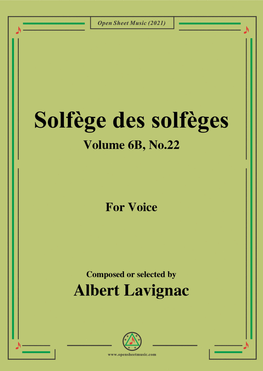 Lavignac-Solfege des solfeges,Volume 6B No.22,for Voice (arr. Open Cloud)