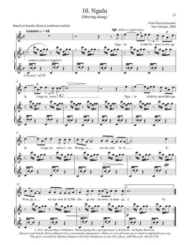 Twelve African Songs for Solo Voice and Piano - 10. NGULU (Moving Along)