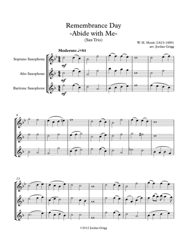 Remembrance Day 'Abide with Me' (Sax Trio) (arr. Jordan Grigg)