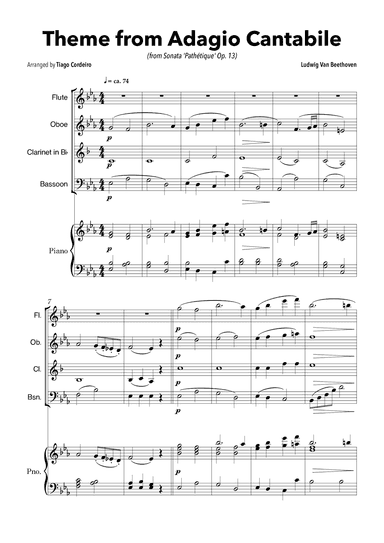 Theme From Adagio Cantabile (from Sonata 'Pathétique' Op.13) (arr. Tiago Cordeiro)
