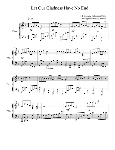 Let Our Gladness Have No End (arr. Becky Briscoe)