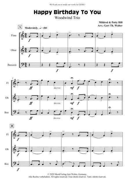 Happy Birthday To You (arr. Gert Th. Walter)
