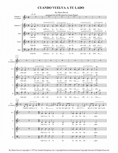Cuando Vuelva A Tu Lado (arr. César Zumel)