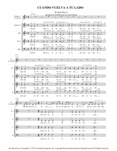 Cuando Vuelva A Tu Lado (arr. César Zumel)