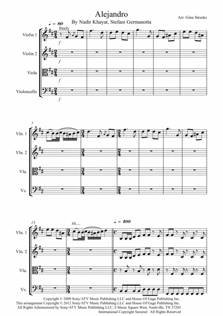 Alejandro (arr. G Streeks)