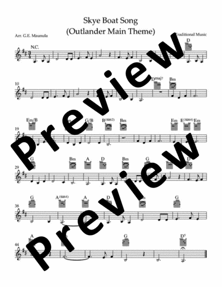 Skye Boat Song (Outlander Main Theme) (arr. G.E. Maunula)