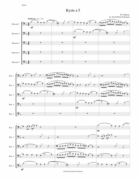 Mozart Kyrie canon a 5 arranged for 5 bassoons (arr. David Warin Solomons)