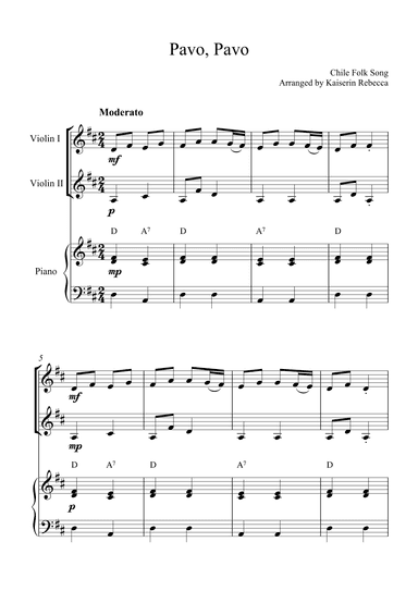 Pavo, Pavo (arr. Kaiserin Rebecca)