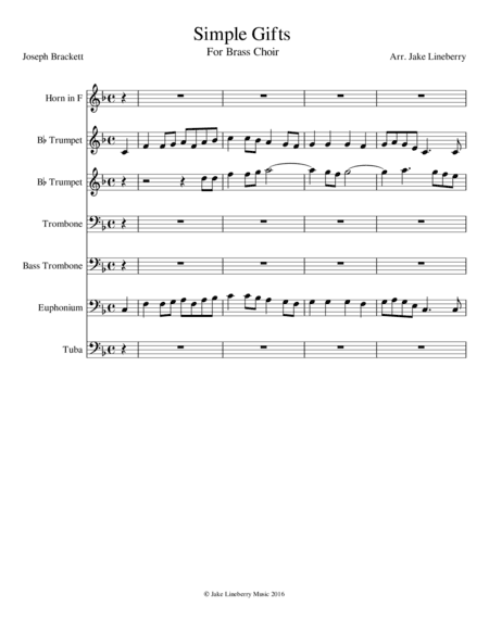 Simple Gifts (Brass Choir) (arr. Jake Lineberry)