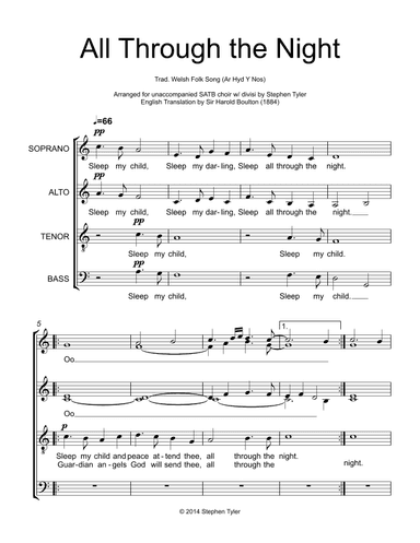 All Through the Night (Ar Hyd Y Nos) (arr. Stephen Tyler)