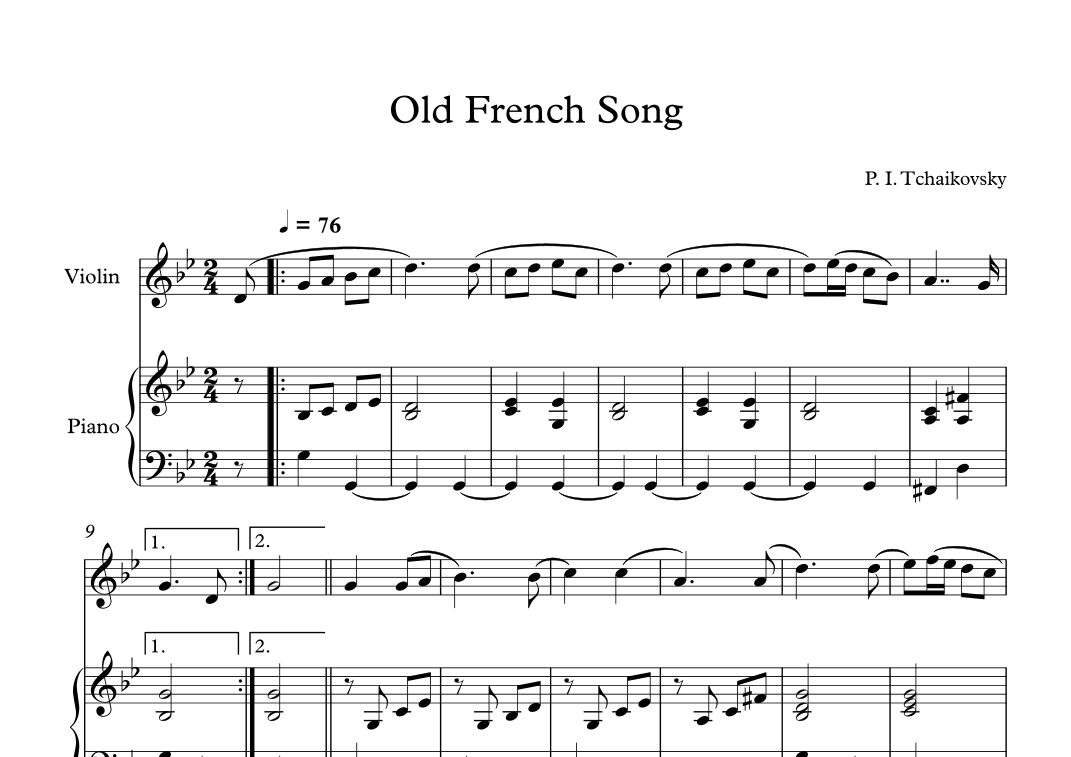 Old French Song - Peter Ilyich Tchaikovsky (Violin + Piano) (arr. Digital Book Music)
