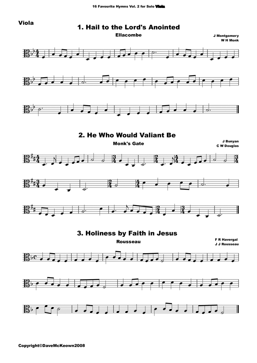 16 Favourite Hymns Vol.2 for solo Viola (arr. David McKeown)