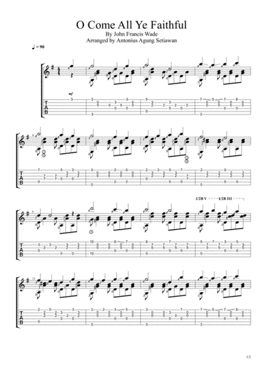 O Come All Ye Faithful (Solo Guitar Tablature)