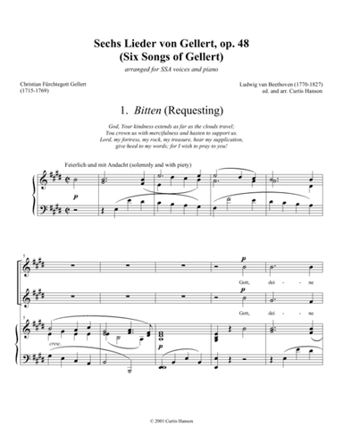 Gellertlieder (SSA) (arr. Curtis Hanson)