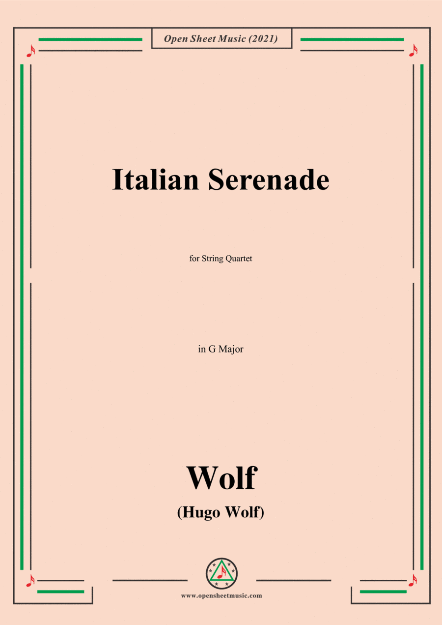 Wolf-Italian Serenade,in G Major,IHW 14,for String Quartet (arr. Open Cloud)