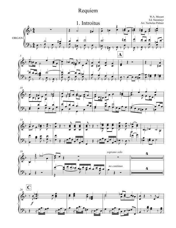 Requiem (Organ reduction of ww and brass parts) (arr. Nicholas Palmer)