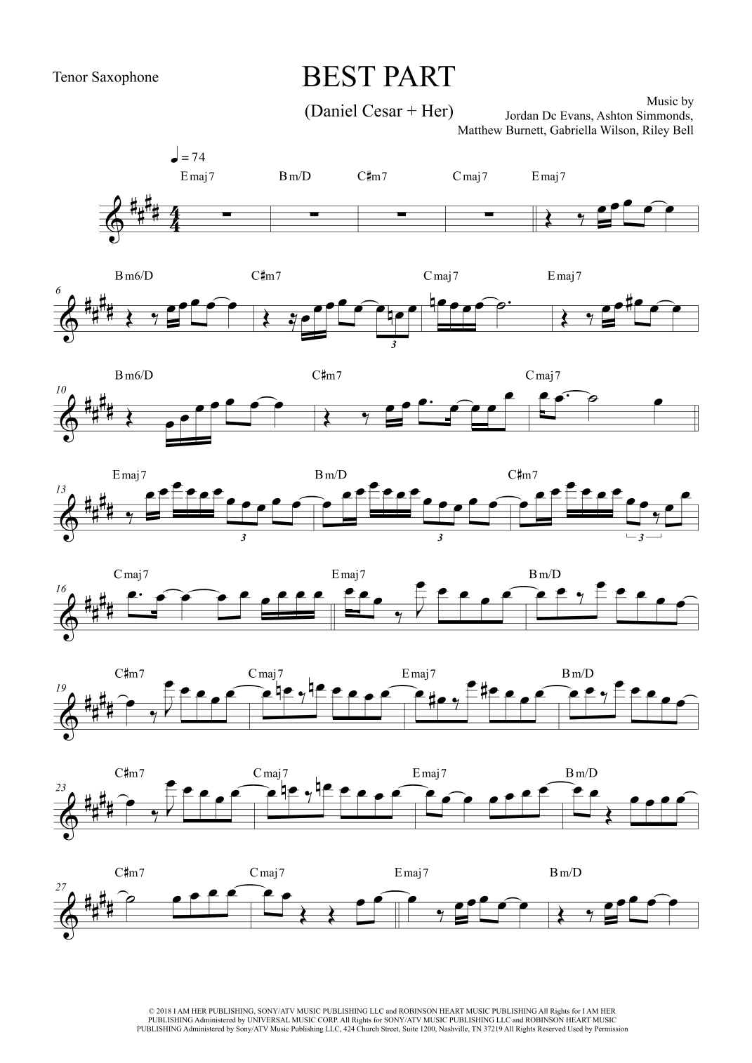 Best Part (arr. The Sheet Music Library)
