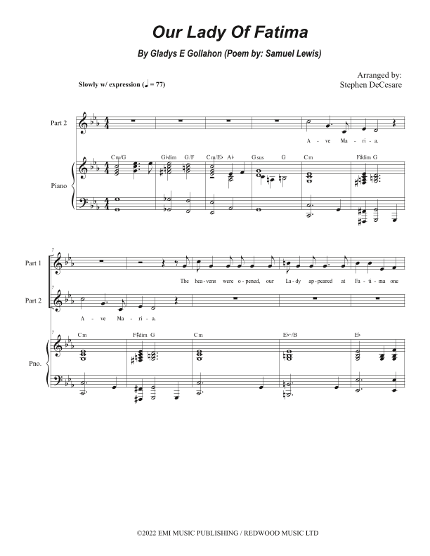 Our Lady Of Fatima (arr. Stephen DeCesare)