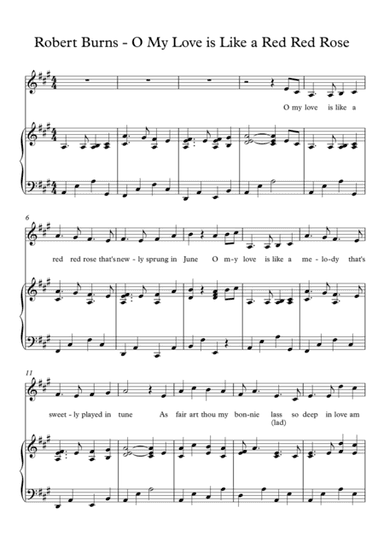 Robert Burns - O My Love Is Like a Red Red Rose (arr. Ian Rae)