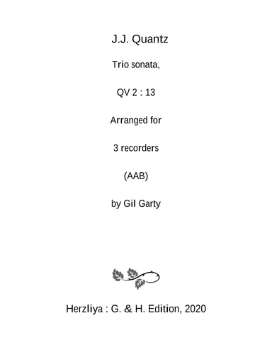 Trio sonata QV 2:13 (arrangement for 3 recorders) (arr. Gil Garty)