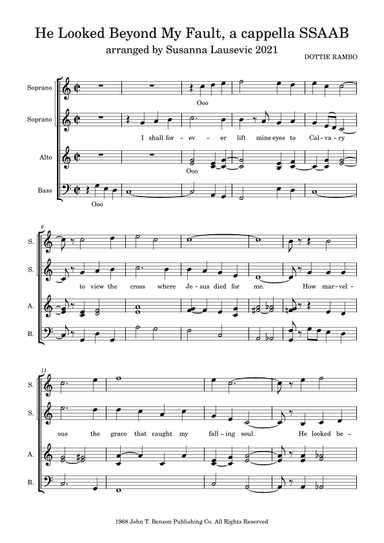He Looked Beyond My Fault And Saw My Need (arr. Susanna Lausevic)
