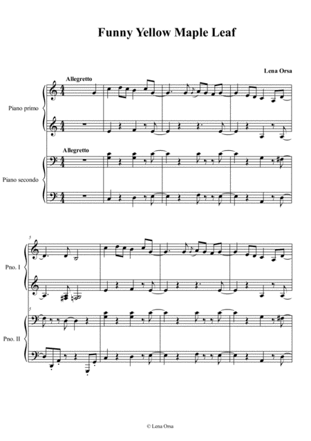Funny Yellow Maple Leaf for piano 4 hands