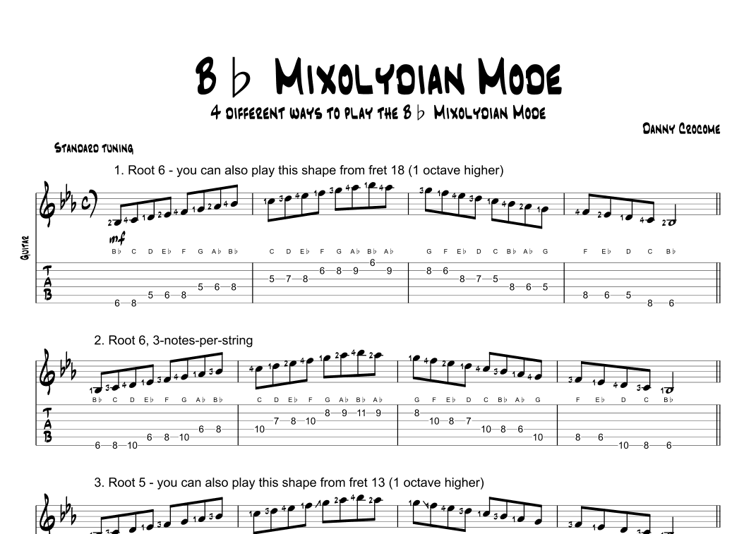Bb Mixolydian Mode (4 Ways to Play)