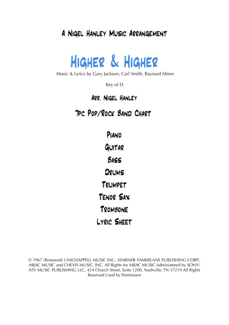 (your Love Has Lifted Me) Higher And Higher (arr. Nigel Hanley)