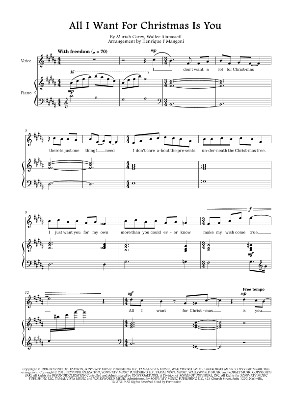 All I Want For Christmas Is You (arr. Henrique F Mangoni)