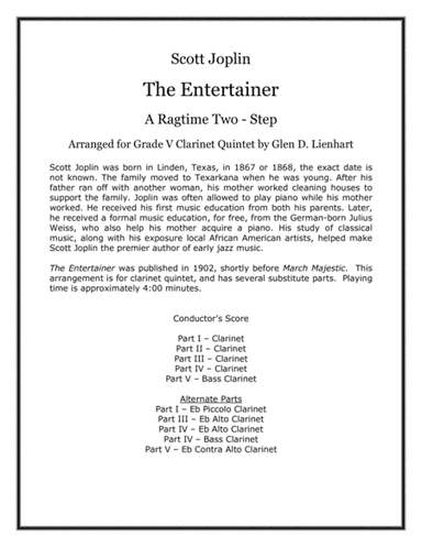 The Entertainer (clarinets) (arr. Glen D. Lienhart)