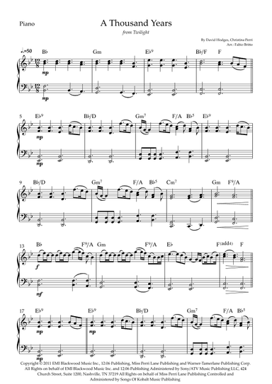 A Thousand Years (arr. Fabio Britto)