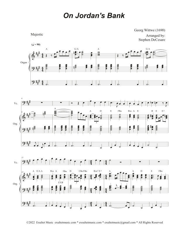 On Jordan's Bank (Cello solo and Organ) (arr. Stephen DeCesare)
