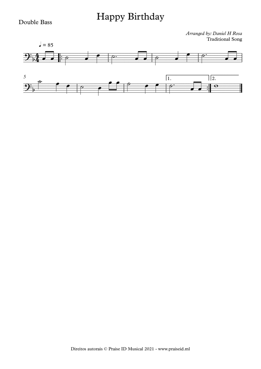 Happy Birthday to you  Double Bass (arr. Daniel H Rosa)