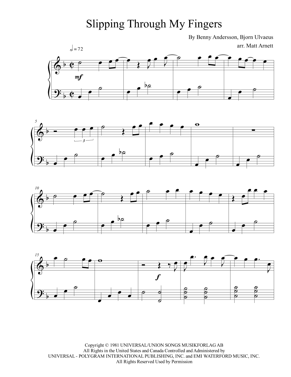 Slipping Through My Fingers (arr. Matt Arnett)