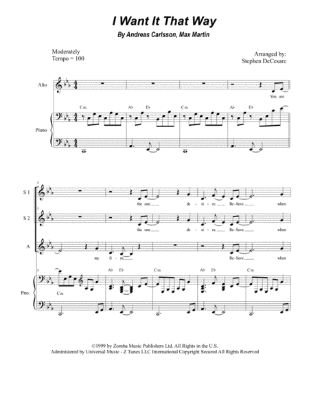 I Want It That Way (arr. Stephen DeCesare)