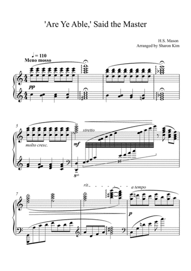Are Ye Able, Said the Master for Piano Solo (arr. Sharon Kim)