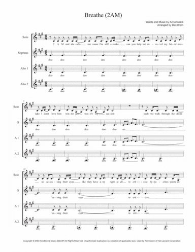 Breathe (2 AM) (arr. Ben Bram)