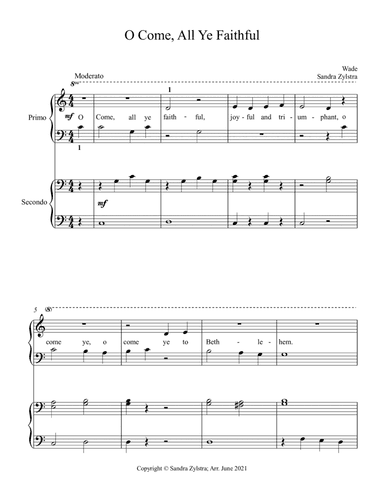 O Come, All Ye Faithful (beginning solo with optional elementary duet) (arr. Sandra Zylstra)