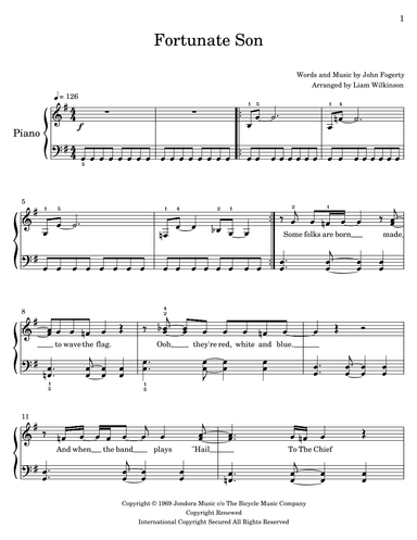 Fortunate Son (arr. Liam Wilknson)