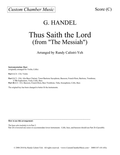 Thus Saith the Lord (Messiah): duet (arr. Randy Calistri-Yeh)