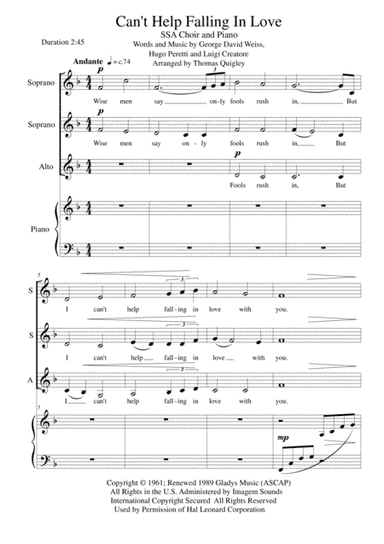 Can't Help Falling In Love (arr. Thomas Quigley)