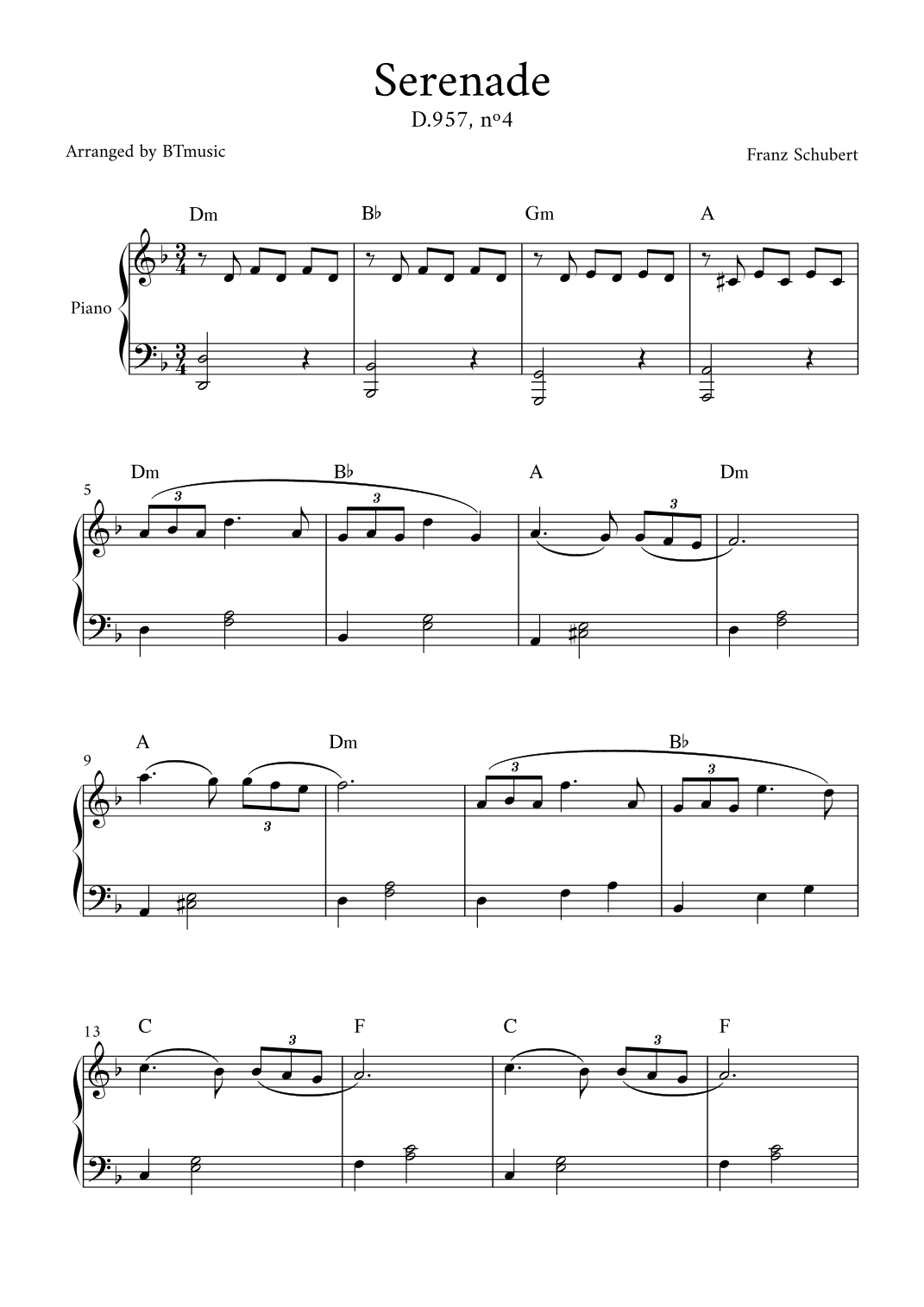 Serenade (D.957, n.4) - Schubert (arr. BTmusic)