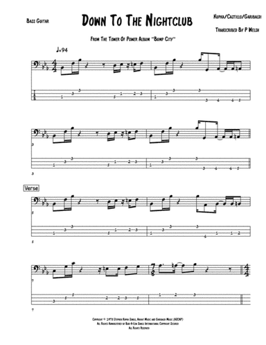 Down To The Nightclub (arr. Paul welsh)