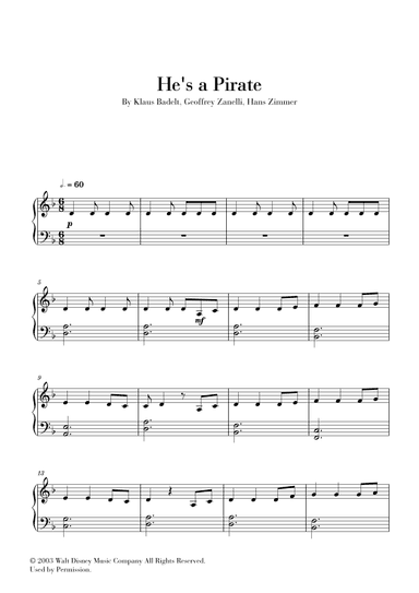 He's A Pirate (arr. Cadenza Editions)